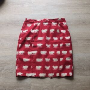 Anthropologie Size 12 Red and Cream Pencil Skirt
